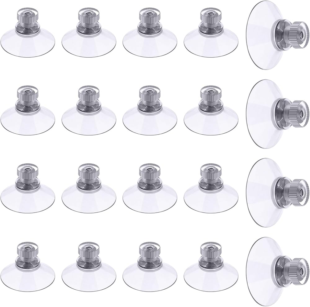 Flintronic 20 Pcs 30mm Clear Suction Cups Knurled Nut Window Suckers