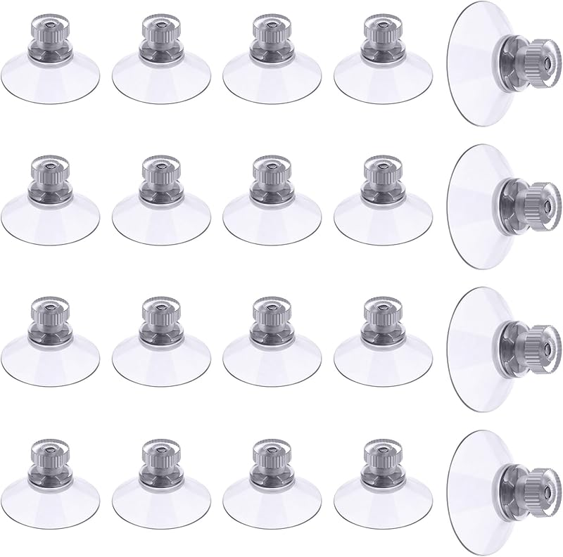 Flintronic 20 Pcs 30mm Clear Suction Cups Knurled Nut Window Suckers