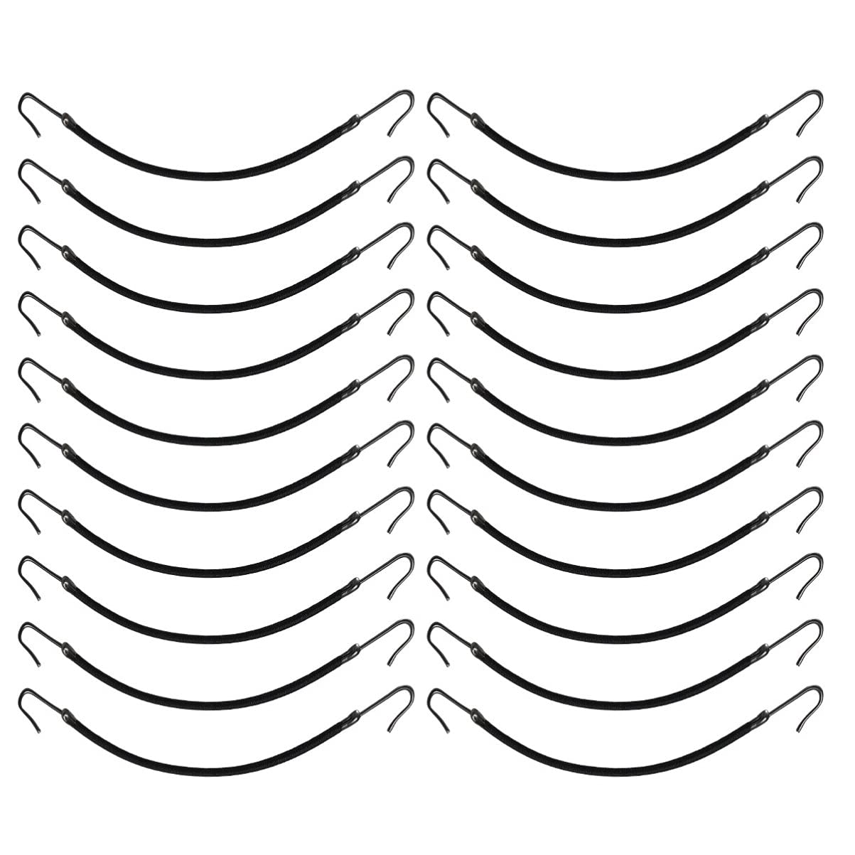 Minkissy Women Ponytail Hooks, 20pcs Elastic Rubber Hair Bands Hair Ties Ropes Rubber Bands Hooks Hair Holder Hair Bungee Cords with Hooks for Girls Women (Black)