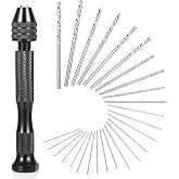 26 PCS Micro Drill Bit Set, Pin Vise Hand Drill Manual Jewelry w/Micro Drill Bits (0.5mm-2.5mm), Rotary Craft Drill for Jewelry Making, Resin, Wood, Plastic, Miniature, Beads, Clay