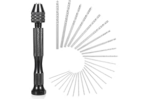 AUPZIMI 26 PCS Micro Drill Bit Set, Pin Vise Hand Drill Manual Jewelry w/Micro Drill Bits (0.5mm-2.5mm), Rotary Craft Drill for Jewelry Making, Resin, Wood, Plastic, Miniature, Beads, Clay