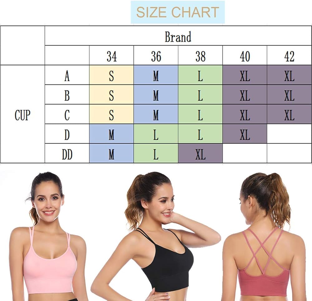 Sykooria 3 Pack Strappy Sports Bra for Women Sexy Crisscross Back for Yoga Running Athletic Gym Workout Fitness Tank Tops at  Women’s Clothing store