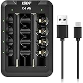 ISDT C4 Air 6-Bay 18650 Battery Smart Charger AA AAA Battery Charger with Type-C QC3.0 Output 4A 40W for AA Lilon 18650 Rechargeable Battery Charger, Fire Preventionn Material