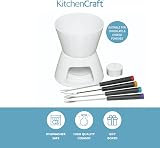 KitchenCraft Chocolate Fondue Set with Four Forks Tealight Ceramic Bowl and view 2