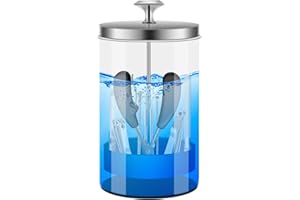 BARBERTOP Disinfectant Container for Salon Barber - Small (7' Tall x 4' Wide 21 Fl Oz Capacity) Glass Sterilizing Jar for Nail Tools & Barber Supplies