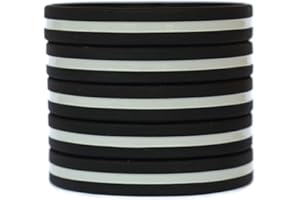 SAYITBANDS 10 Thin Silvertone Gray Line Silicone Wristbands Correctional Officers Support