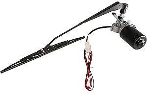 QARMAR 12 Volt Electric Windshield Wiper Motor Kit Fits Hard Coated Or Glass Windshields, UTV Windshields, 110 Degree Wipe Size: Arm: 350mm Blade:400mm
