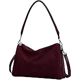 Suede Tote Bags for Women, Suede Purse Handbag Vintage Slouchy Hobo Shoulder Crossbody Bag