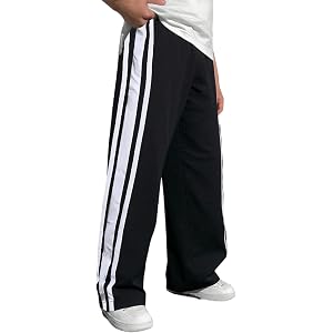 Boys Track Pants, Elastic Waist Wide Leg Casual Jogger Trousers with Side Stripes for Teens