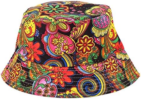 HIRIRI Women Adjustable Cap Flower Print Boonie Hats Nepalese Cap Army Mens Fisherman Hat Sunbonnet (B)