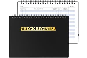 BLUGOOL Checkbook Register, Check Registers for Personal Checkbook, Financial Ledger, Checking Book Register for Debit Card & Personal Bank Checks Order Online - Wide Edition, 8.4" x 6.1" (Black)