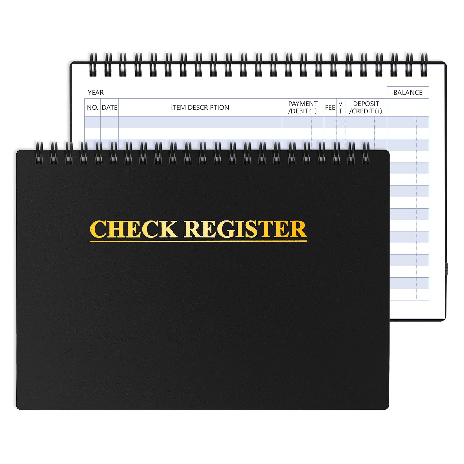 Photo 1 of Checkbook Register, Check Registers for Personal Checkbook, Financial Ledger, Checking Book Register for Debit Card & Personal Bank Checks Order Online - Wide Edition, 8.4" x 6.1" (Black)