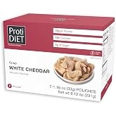 ProtiDIET High Protein Crisps, White Cheddar, Gluten Free, 7 ct | 15g High Protein, 150 Cal, Low Sugar with Fiber; Savory Protein Chips, Satisfying High Protein Snacks for Adults