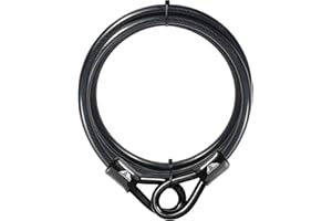 MARQUE Security Steel Cable - 3/8 inch (10 mm) Thick (4', 7', 15', 20' or 30') Vinyl Coated Braided Steel Cable with Double Sealed Looped Ends for U-Lock, Padlock, Disc Lock (7 FT)