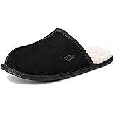 OOW Mens Slippers Genuine Suede House Slippers for Men Cozy Fuzzy Memory Foam Shoes Outdoor Non-Slip Fall Winter Footwear