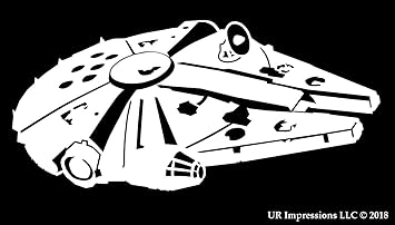 Amazon Com Rf Mwht Millennium Falcon Decal Vinyl Sticker Graphics Ur Impressions For Cars Trucks Suv Vans Walls Windows Laptop Matte White 6 25 X 3 6 Inch Uri543 Mw Computers Accessories