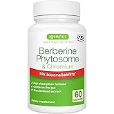 Igennus Dual Action Berberine Phytosome 550mg & Chromium Picolinate, 10x Absorption, Blood Glucose Control, Standardized Berberis Extract Supplement, Clean Label, Vegan, 60 Capsules