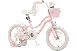Bixike Princess Style Girls Bike with Basket for 2-13 Years Old Kids and Toddlers, 12 14 16 18 Inch Bicycle for Children with Training Wheels and Streamers, 20 Inch with Kickstand, Multiple Colors