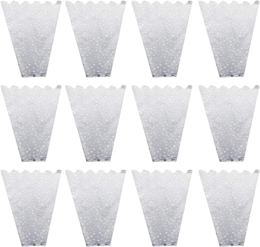 Amosfun 100pcs Bouquet Packaging Bags Bouquet Wrapping Sleeve Wedding Birthday Valentines Day Favor, Clear,Rose,Silver