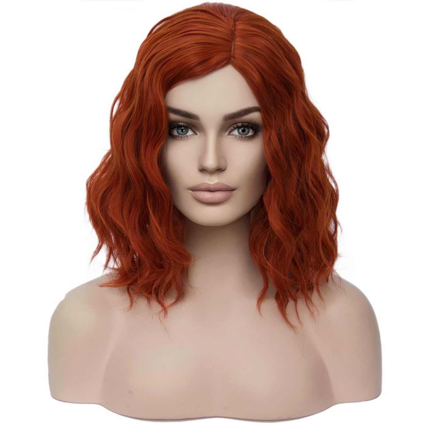 PORSMEER Cosplay Wig, Copper Women's Short Wavy Ginger Synthetic Hair Bob Wig for Women Avenging Widow Costume Party Halloween Superhero Costume — image 1