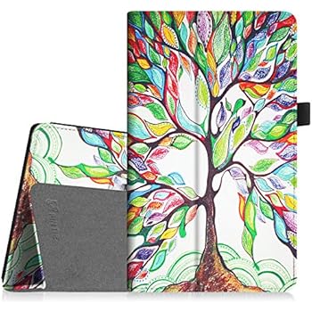 Fintie Folio Case for All-New Amazon Fire HD 8 Tablet (Compatible with 7th and 8th Generation Tablets, 2017 and 2018 Releases) - Slim Fit Premium Vegan Leather Standing Protective Cover, Love Tree
