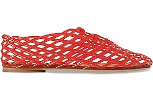 VORISVINA Red Jelly Mesh Ballet Flats for Women Adult Clear Hollow Jelly Sandals Beach Ballerina Jellies Shoes