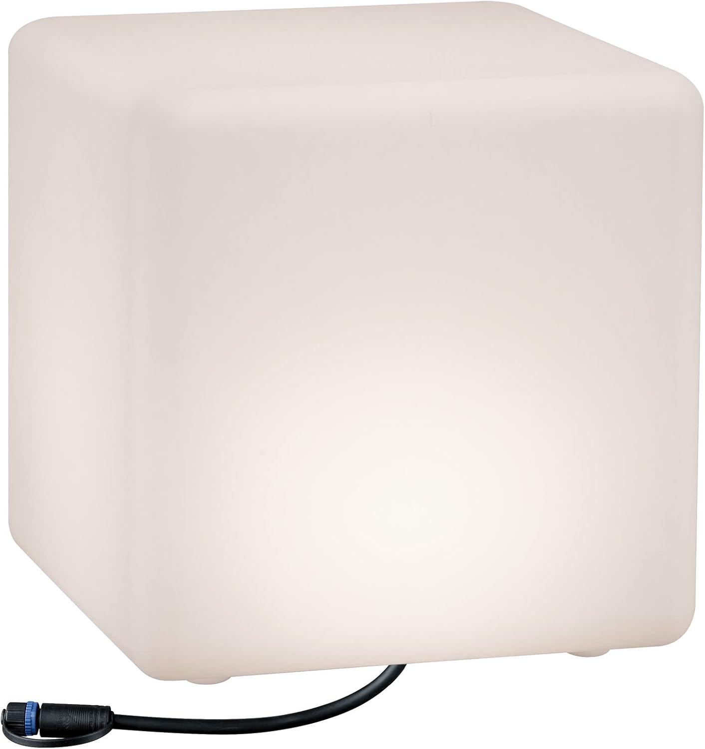 Paulmann 94181 Objeto luminoso exterior Plug & Shine Cube IP67 3000 K 575 lm 24 V, luminaria con forma de cubo, cubo decorativo, luminaria exterior, iluminación para la terraza 94181