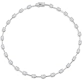 Zoryxia CZ Oval tennis necklace for women, a minimalist, layered and dazzling gift jewelry in white gold plated with brass