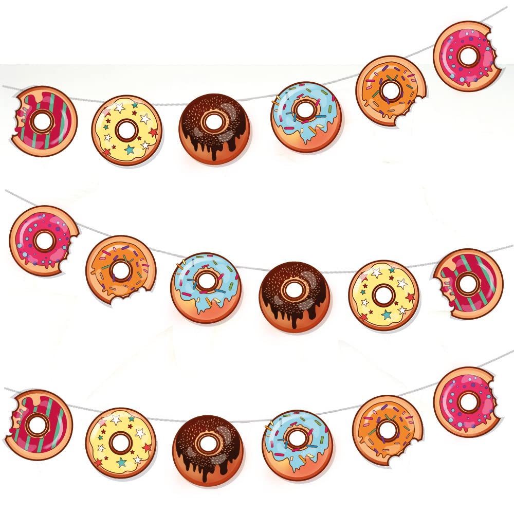 AK Giftshop Doughnut Donut Bunting Party Decorations - 12pcs / 2.5m Ribbon