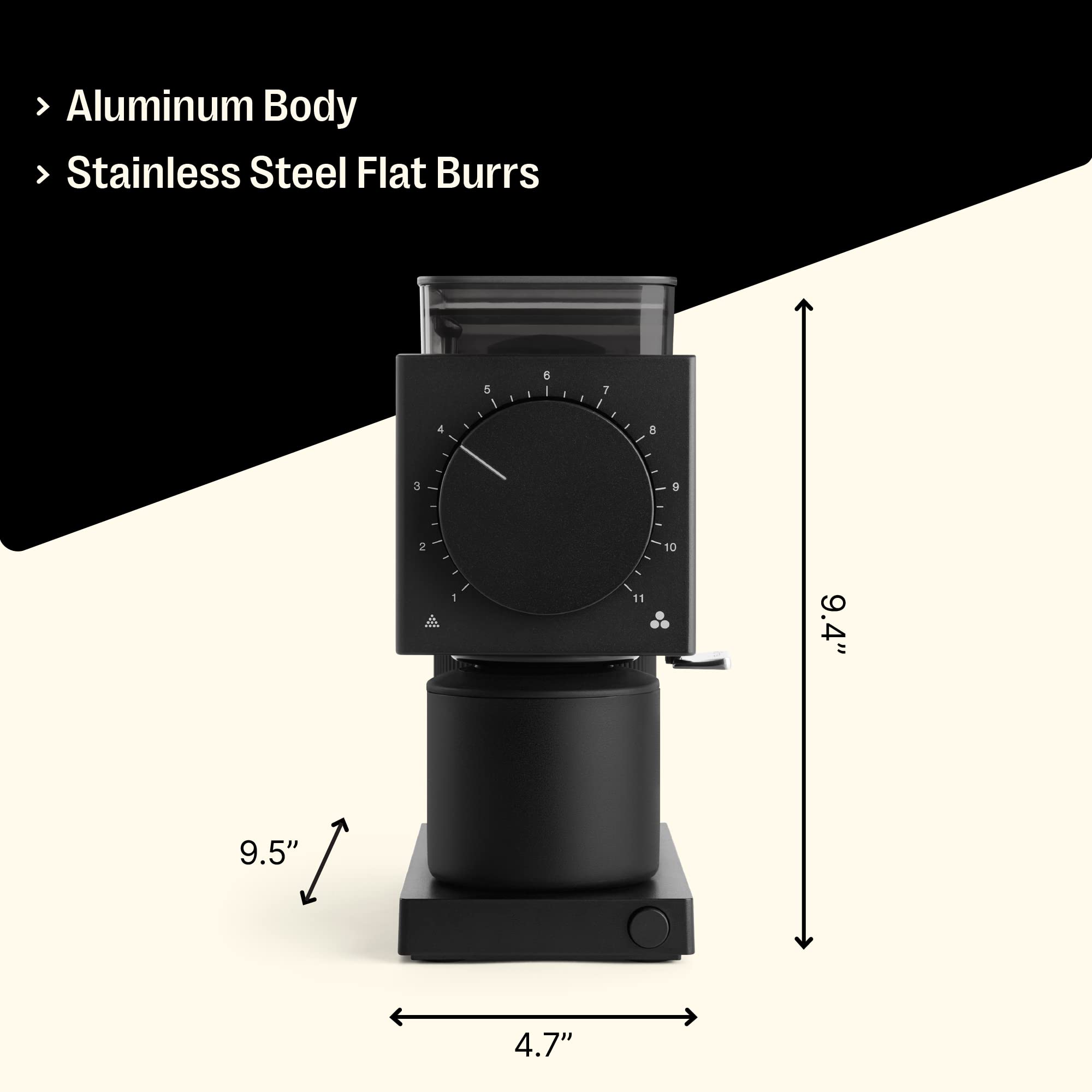 Fellow Ode Brew Grinder - Burr Coffee/Coffee Bean Grinder with 31 Settings for Drip, French Press & Cold Brew - Small Footprint Electric Grinder - Matte Black