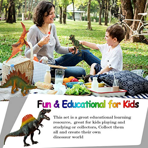 Adjustable Dinosaur Toys, 6 Pack 11" Large Plastic Dinosaur Figures, Non-toxic Tasteless Dinosaur With Movable Parts Function, Highly Detailed Realistic Dinosaur Set for Kids Educational Dinosaur Toys