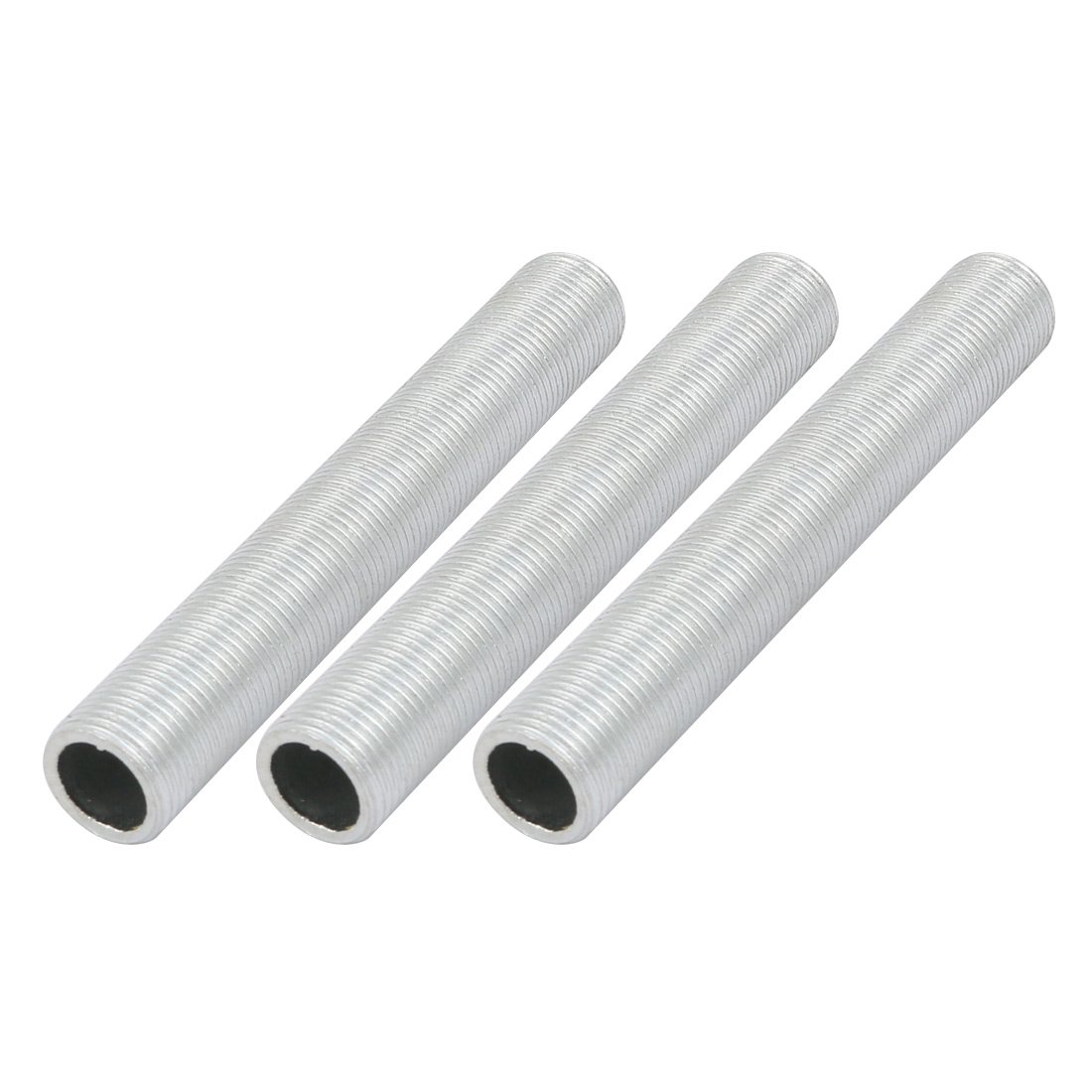 Sourcingmap Lamp Pipe Nipple, M12 Thread 80mm Length Hollow Lamps Repair Part Hardware for Lamp Lights, Zinc Alloy Silver Tone, Pack of 3