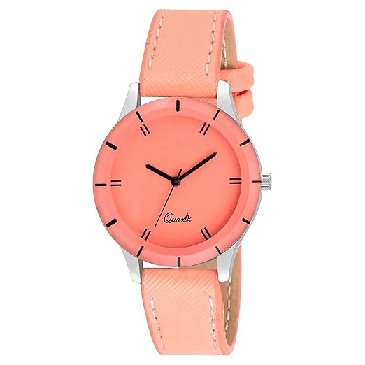 VeBNoR Analogue Orange Dial Orange Leather Strap Casual Ladies Wrist Watch for Girls and Women Stylish Latest G-605