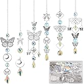 SUNNYCLUE 1 Box DIY 4 Sets Suncatcher Kits Crystal Butterfly Suncatchers Prism Rainbow Maker Star Moon Butterflies Hanging Sun Catchers for Windows Indoor Outdoor Home Garden Party Wedding Decor Gifts