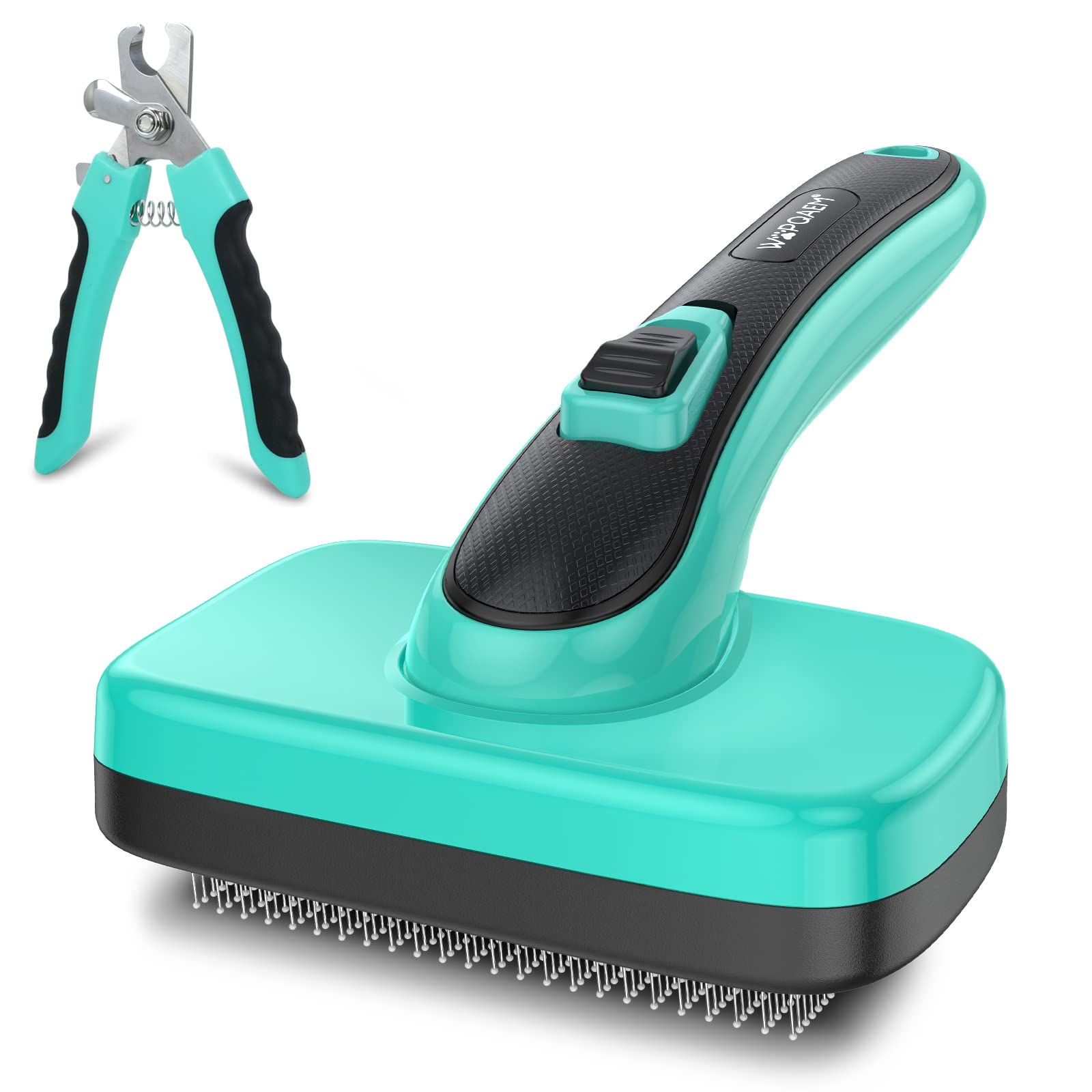 WOPQAEM Dog Brush, Self Cleaning Slicker Dog Brush for Shedding & Grooming Short or Long Haired Cats, Furminator for Pets, Blue
