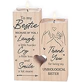 to My Bestie Thank You for Being My Unbiological Sister Women Personalised Wooden Candle Holder Bestie Friend Candle Friendship Birthday Gift