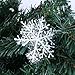 ORYOUGO White Glittered Snowflakes,Pack of 24 Plastic Snowflakes Christmas Ornaments String Hanger for Decorating, Wedding and Embellishing -S,M,L Hanging Snow Flakes