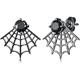 Spider Web Earrings 925 Sterling Silver Halloween Spider Earrings for Women Gothic Halloween Jewelry Gifts For Women