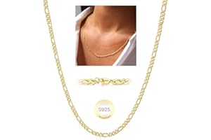 Avotto S925 Sterling Silver Figaro Chain Necklace for Women Girls 3mm/5mm Thick Sturdy & Colourfast Women's Chain Necklaces Jewelery for Women Girls 14/16/18/20/22/24/Inch