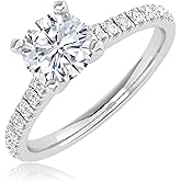 Houston Diamond District 1-6 Carat LAB GROWN Round Cut Diamond Prong Set Solitaire Diamond Engagement Ring Band Wedding Ring for Women (E-F Color VS1-VS2 Clarity)