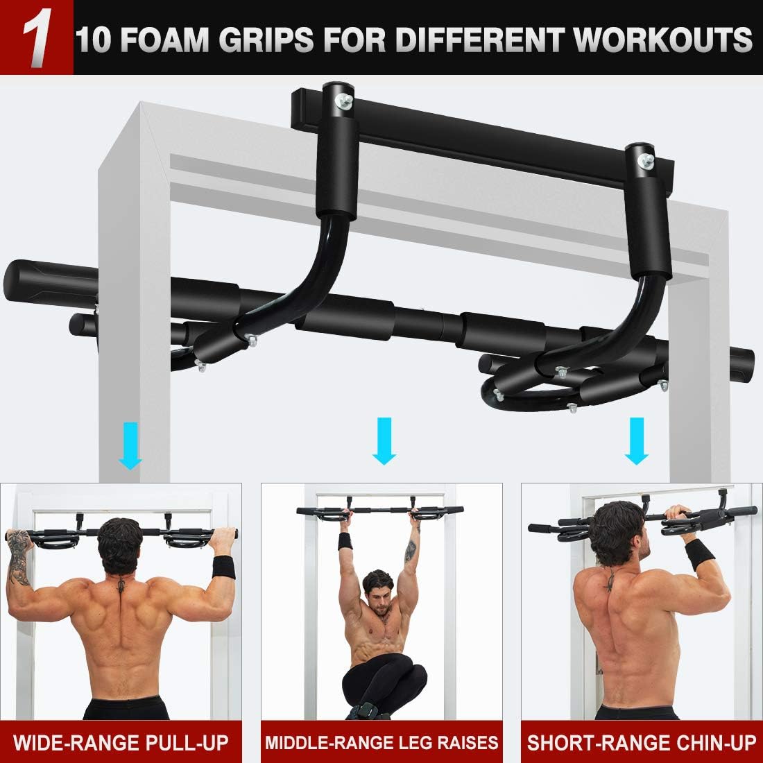 LINODI Pull up Bar for Doorway, Strength Training Pull-up Bars for Home Gym Exercise, Multi-Functional Door Pull Up Chin up Bar No Screws, Portable Heavy Duty Doorway Trainer(180-days Free Return) : Sports & Outdoors