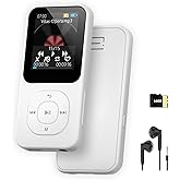 64GB MP3 Player with Bluetooth 5.3-30Hrs Music Playtime, PECSU Portable Music Player for Sports Runners with HD Speaker, Voice Recorder, FM Radio, E-Book, Timer Off, Expandable Up to 256GB (White)