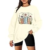 LIWYLU It's a Good Day to Read a Book Sweatshirt for Women Wildflower Book Lovers Pullover Reading Teacher Long Sleeve Top
