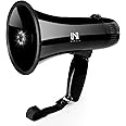 MGROLX 20W Megaphone Bullhorn Speaker with LED, | Loud Spekaer with Siren, Recording and 3.5mm Aux Interface | Mega Phone Design for Outdoors and Safety Drills（Black）