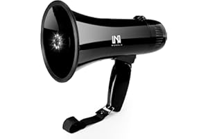 MGROLX 20W Megaphone Bullhorn Speaker with LED, | Loud Spekaer with Siren, Recording and 3.5mm Aux Interface | Mega Phone Design for Outdoors and Safety Drills（Black）