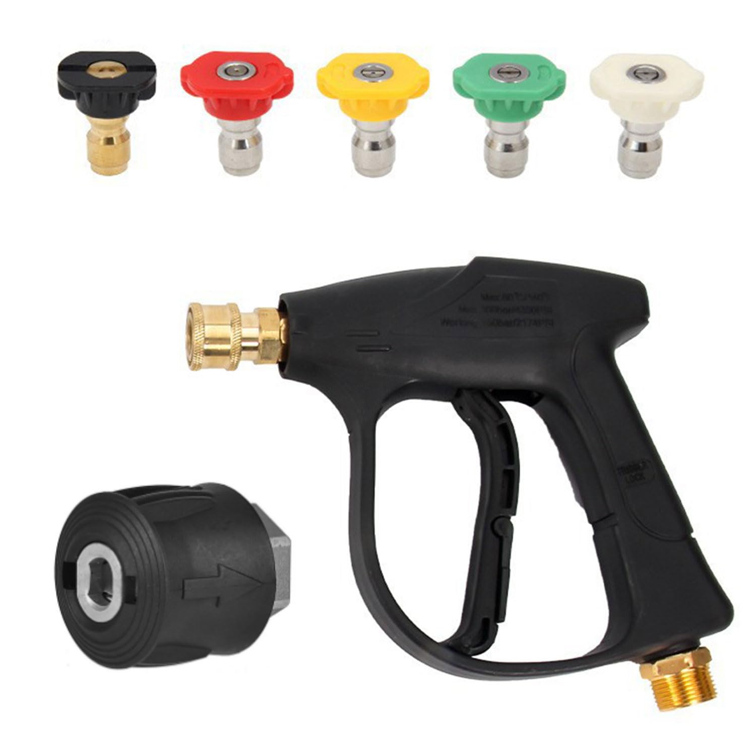 GIONAR Pressure Washer Gun with 5 Water Nozzle Tip, Short Trigger High Pressure Washer Gun, 1/4" Connector Pressure Washer Accessories for Karcher, Jet Wash Gun 4350PSI for Car Washing
