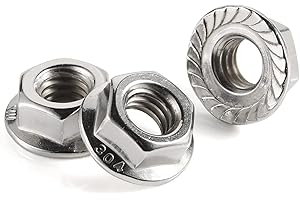 MELLEWELL 3/8-16 Serrated Flange Nut Hex Lock Nuts, Stainless Steel 304, Bright Finish, Quantity 25