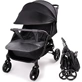 Lvvbaby Double Stroller with Adjustable Large Canopies, Double Seats Lightweight Stroller for Twins,Compact Fold,One-Handed Fold,Reclining Seats,Silent Wheel,5-Point Harness and Big Storage Basket