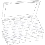 2 Pack 36 Grids Clear Plastic Organizer Box with