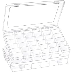 2 Pack 36 Grids Clear Plastic Organizer Box with